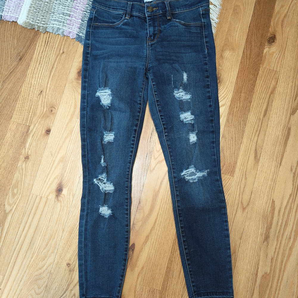 PacSun Dark Blue Distressed Skinny Jeans